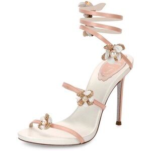 Rene Caovilla Leather Floral Print 105mm Sandals